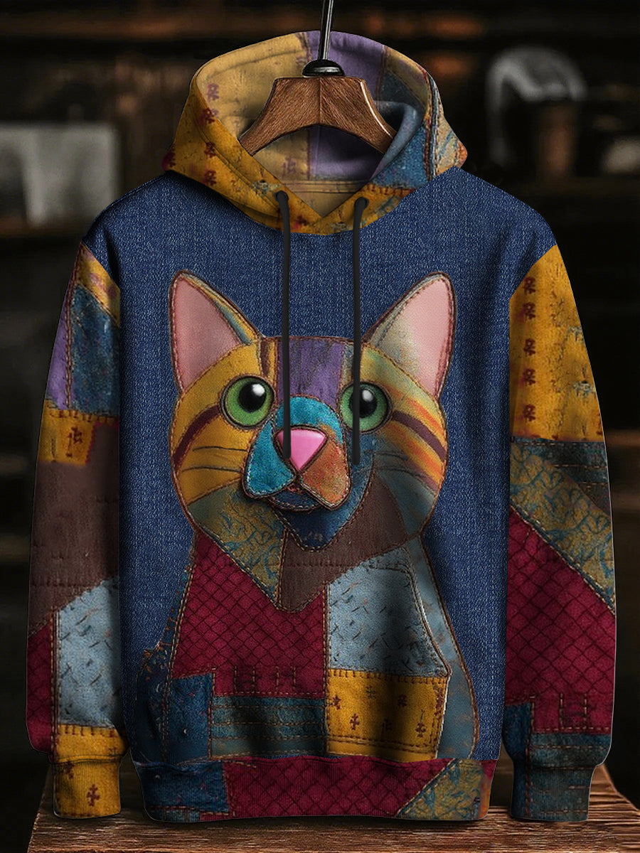 Men's Colorful Animal Print Drop-Shoulder Hoodie