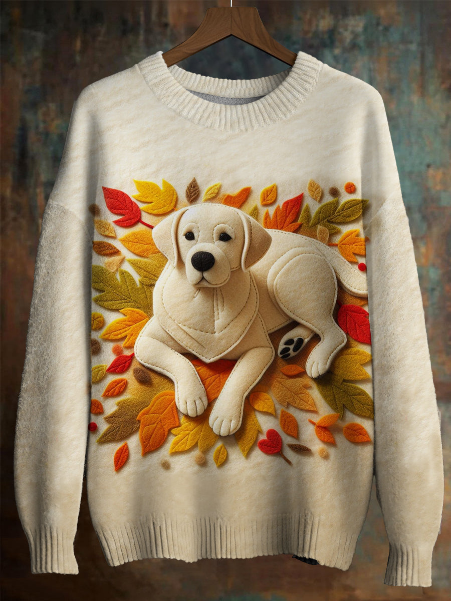 Men's Golden Maple Leaf Imitation Sweater