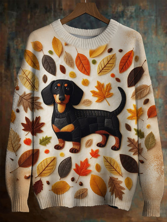 Men's Dachshund Maple Leaf  Imitation Sweater