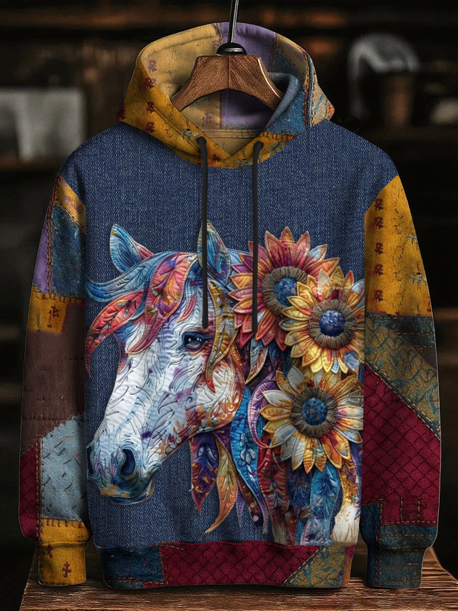 Men's Colorful Animal Print Drop-Shoulder Hoodie