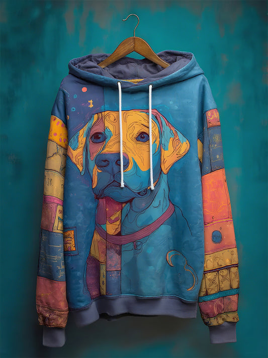 Men's Animal Dog  Drop-Shoulder Hoodie (No Pockets)