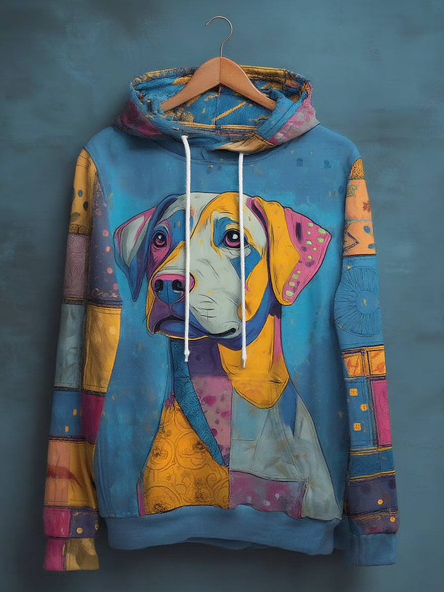 Men's Animal Dog  Drop-Shoulder Hoodie (No Pockets)