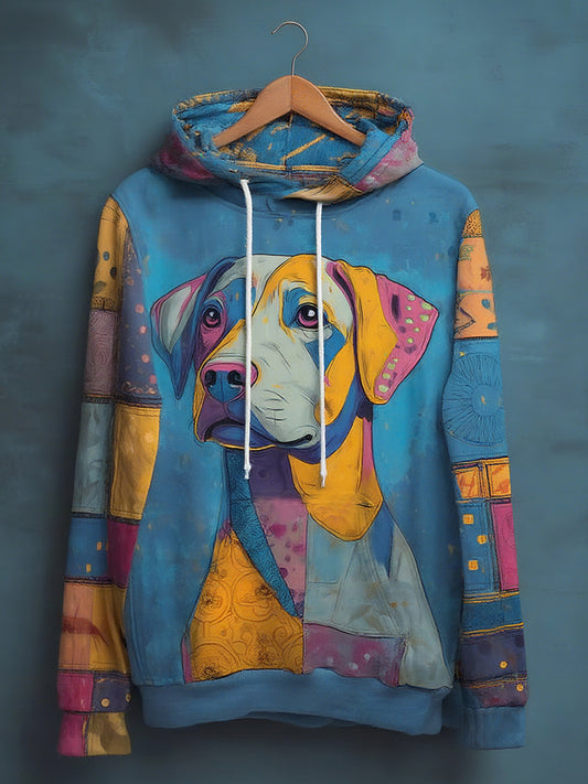 Men's Animal Dog  Drop-Shoulder Hoodie (No Pockets)