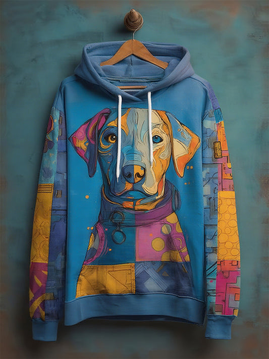 Men's Animal Dog  Drop-Shoulder Hoodie (No Pockets)