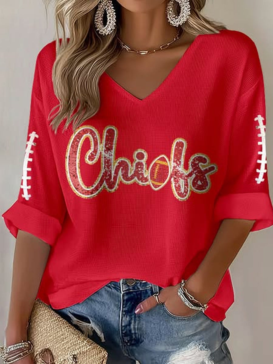 Women's Football Fans Lovers Gameday Casual Long-Sleeve Top