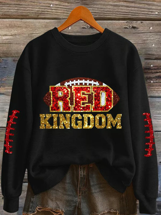 Women's Red Kingdom Football Printed Sweatshirt