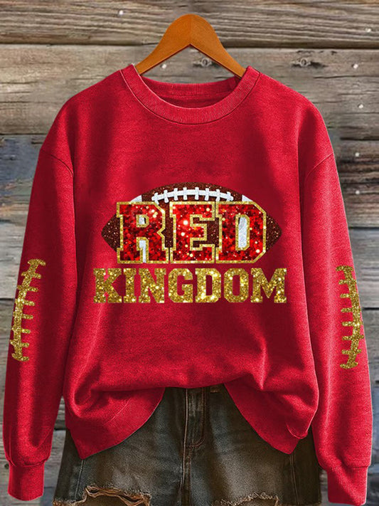 Women's Red Kingdom Football Printed Sweatshirt