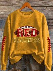 Women's Red Kingdom Football Printed Sweatshirt