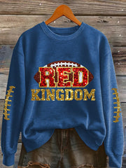 Women's Red Kingdom Football Printed Sweatshirt