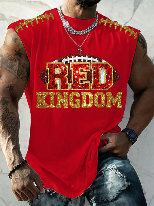 Men's Red Kingdom Football Printed Vests