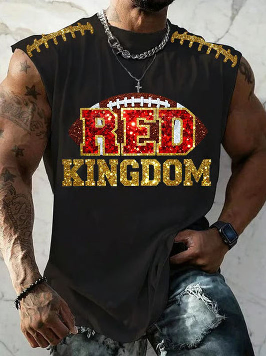 Men's Red Kingdom Football Printed Vests