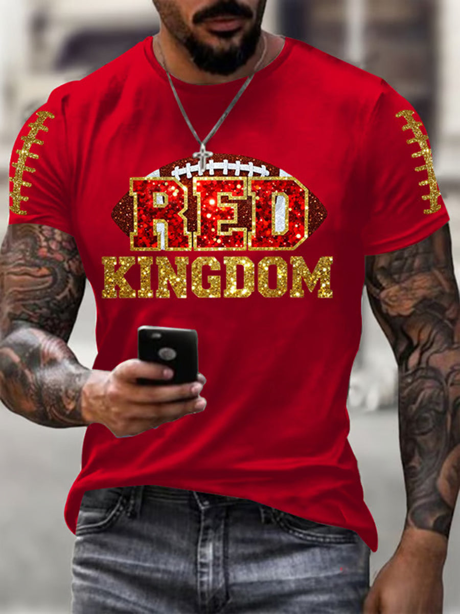 Men's Red Kingdom Football Printed T-shirt