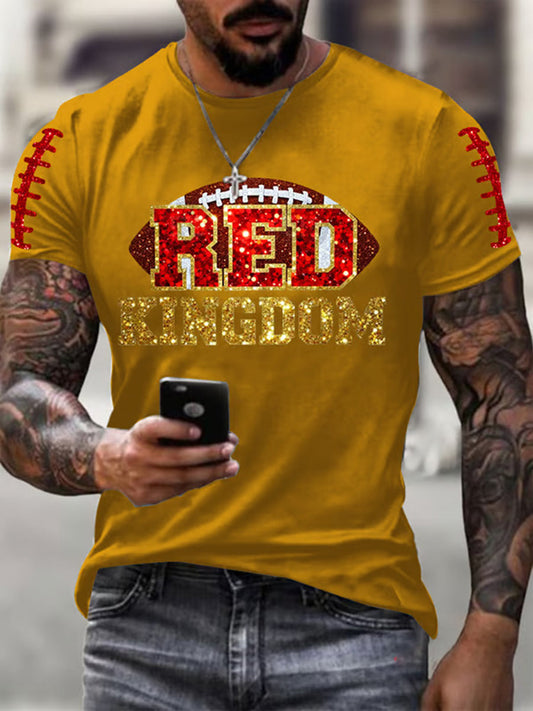 Men's Red Kingdom Football Printed T-shirt