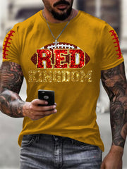 Men's Red Kingdom Football Printed T-shirt