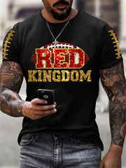 Men's Red Kingdom Football Printed T-shirt