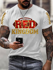 Men's Red Kingdom Football Printed T-shirt