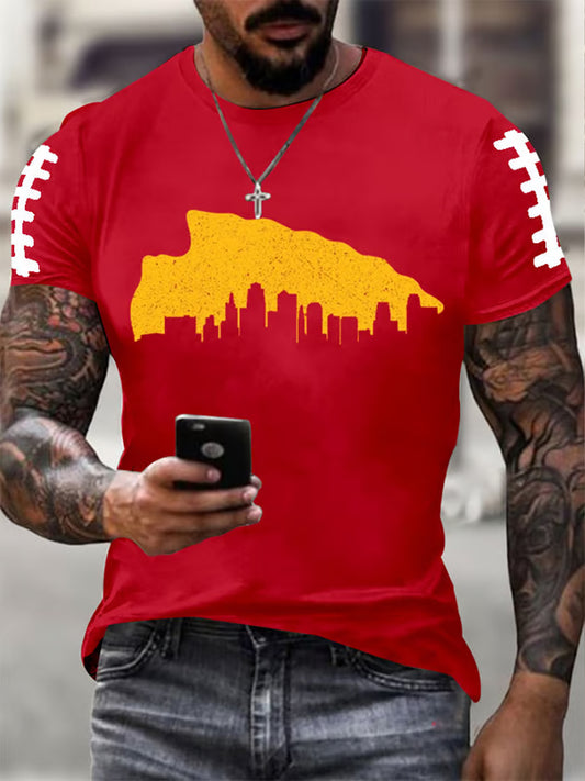 Men's Football Fans Lovers Gameday Casual Short Sleeve T-shirt