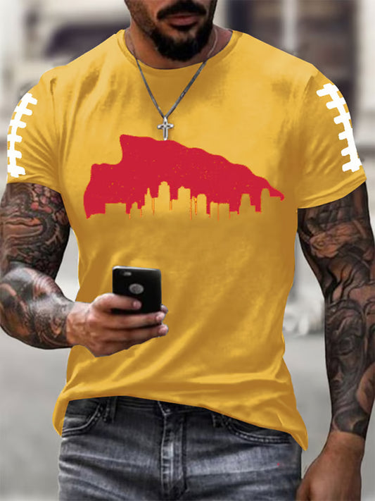 Men's Football Fans Lovers Gameday Casual Short Sleeve T-shirt