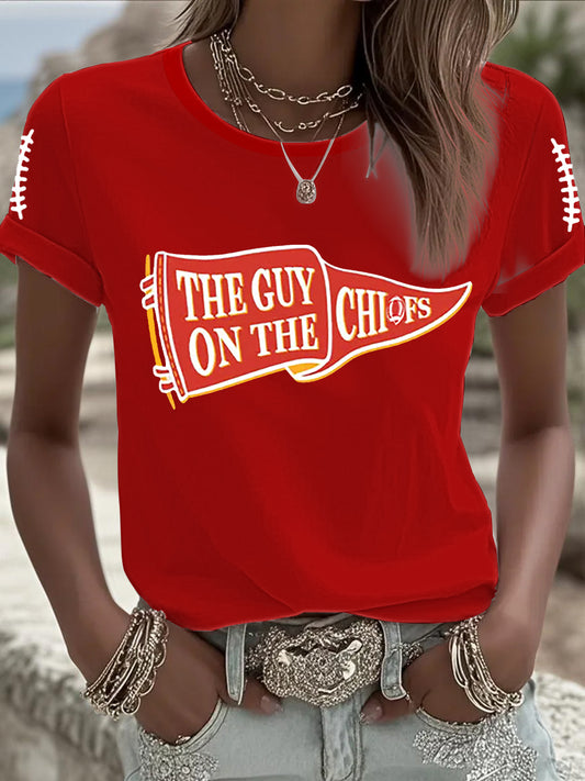 Women's Football Fans Lovers Gameday Casual Short Sleeve T-shirt