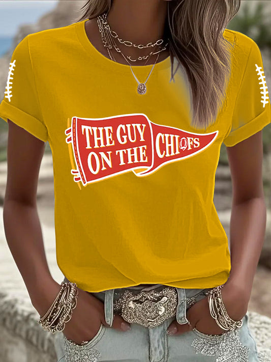 Women's Football Fans Lovers Gameday Casual Short Sleeve T-shirt