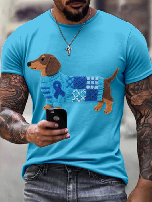 Men's Felt Art Dachshund Pattern T-Shirt