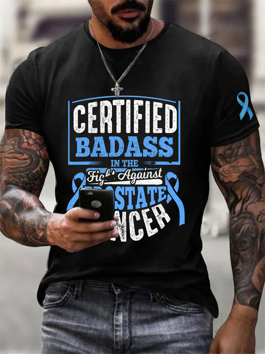 Men's Prostate Cancer Awareness Print Casual T-Shirt