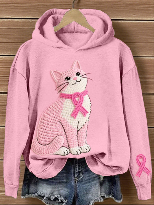 Women's Lovely Cat Crochet Pattern Hoodie