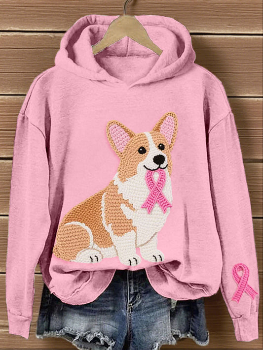 Women's Lovely Corgi Crochet Pattern Hoodie