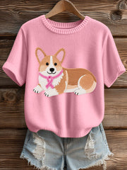 Women's Lovely Corgi Crochet Pattern Cozy Knit Top
