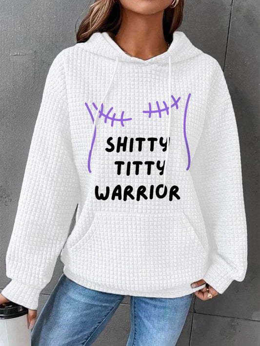 Women's Shitty Titty Warrior Breast Cancer Awareness Support Hoodie