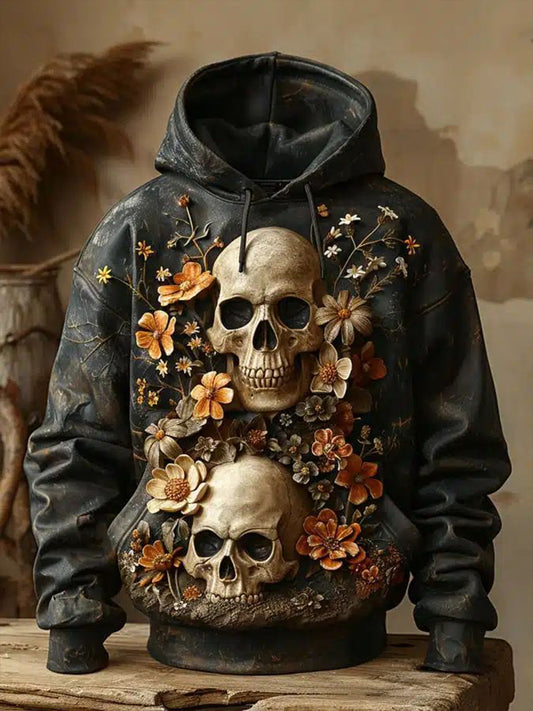 Men's Halloween Skeletons Oversized Drop-Shoulder Hoodie