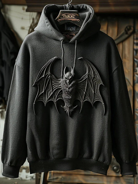 Men's Halloween Bats Drop-Shoulder Hoodie (No Pockets)