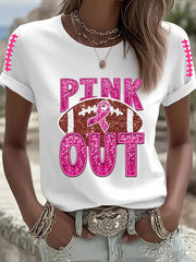 Women's Breast cancer Awareness Pink Ribbon Pink Out  Print Casual T-Shirt