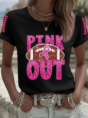 Women's Breast cancer Awareness Pink Ribbon Pink Out  Print Casual T-Shirt