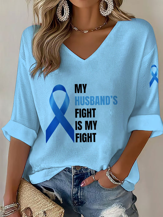 Women's Prostate Cancer Awareness Wife V-Neck Top