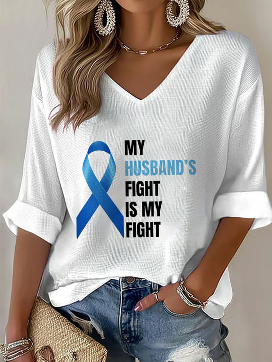 Women's Prostate Cancer Awareness Wife V-Neck Top