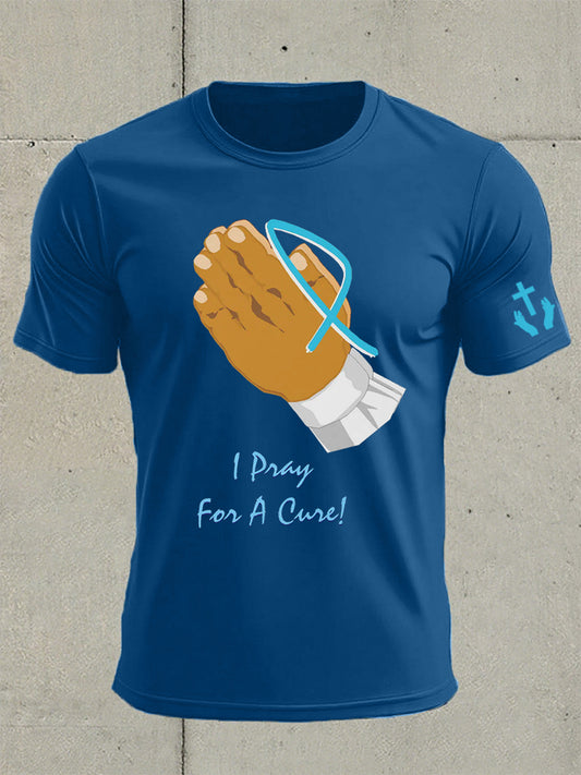 Men's Prostate Cancer Awareness I Pray For A Cure Print T-Shirt