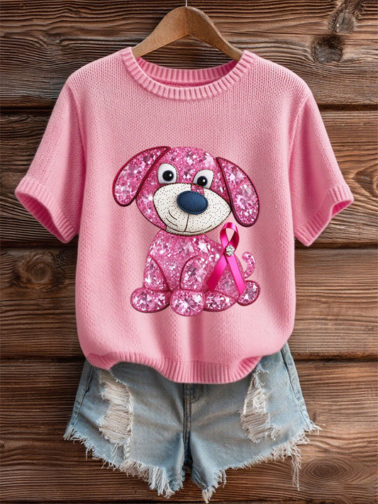 Women's Breast Cancer Awareness Pink Ribbon Short Sleeve T-shirt