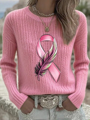 Women's Breast Cancer Awareness Pink Ribbon Long Sleeve T-shirt