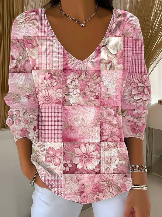 Women's Breast Cancer Pink Printed Casual Top