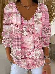 Women's Breast Cancer Pink Printed Casual Top