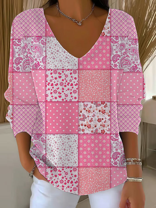 Women's Breast Cancer Pink Printed Casual Top
