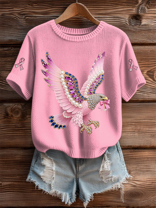 Women's Breast Cancer Awareness Print Casual T-Shirt