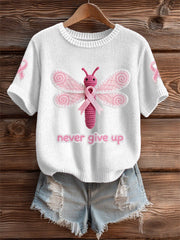 Women's Pink Dragonfly Pink Ribbon Breast Cancer Awareness Support Tee