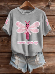 Women's Pink Dragonfly Pink Ribbon Breast Cancer Awareness Support Tee