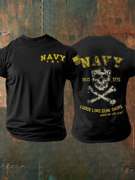 Men's Navy Birthday Short Sleeves T-shirt