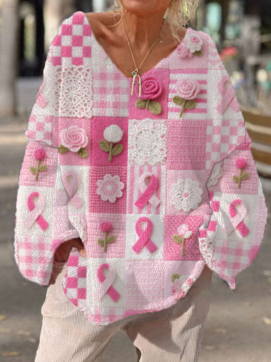 Women's Pink Floral Print Casual Top