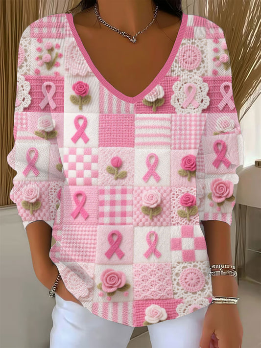 Women's Pink Floral Print Casual Top