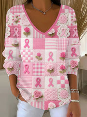 Women's Pink Floral Print Casual Top