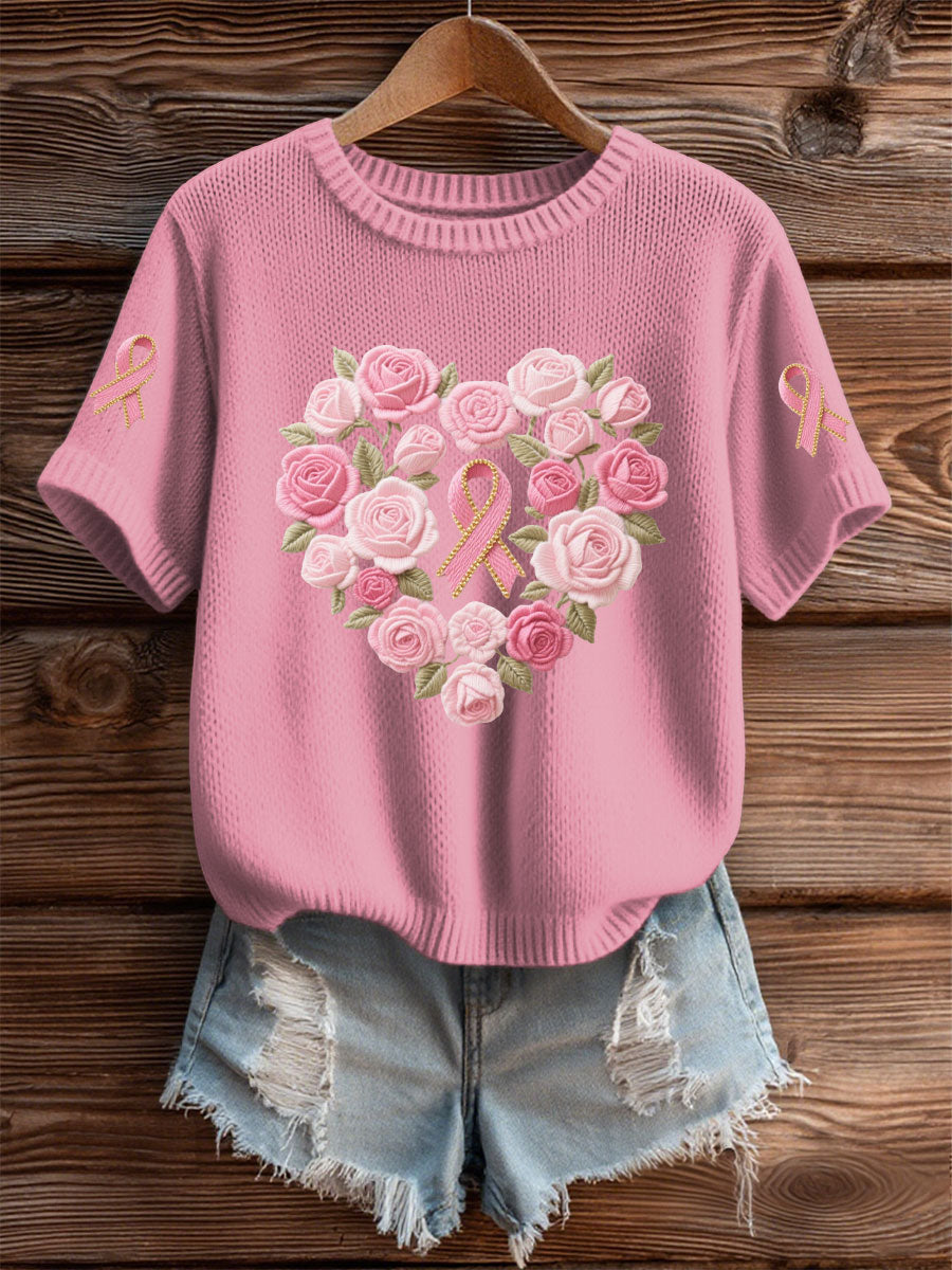 Women's Pink Floral Print Casual T-shirt